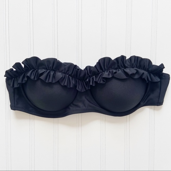 LAST ONE • Black Strapless Ruffle Push Up Bikini - Picture 6 of 8